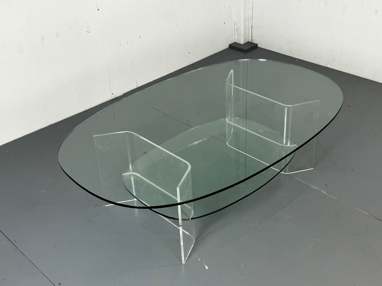 Space Age Italian modern Glass and Perspex Coffee Table, 1990s