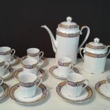 Fine porcelain coffee service art deco 21 pieces Limoges
