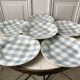 Set of 6 flat plates digoin sarreguemines model "scottish" sky blue 40s-50s