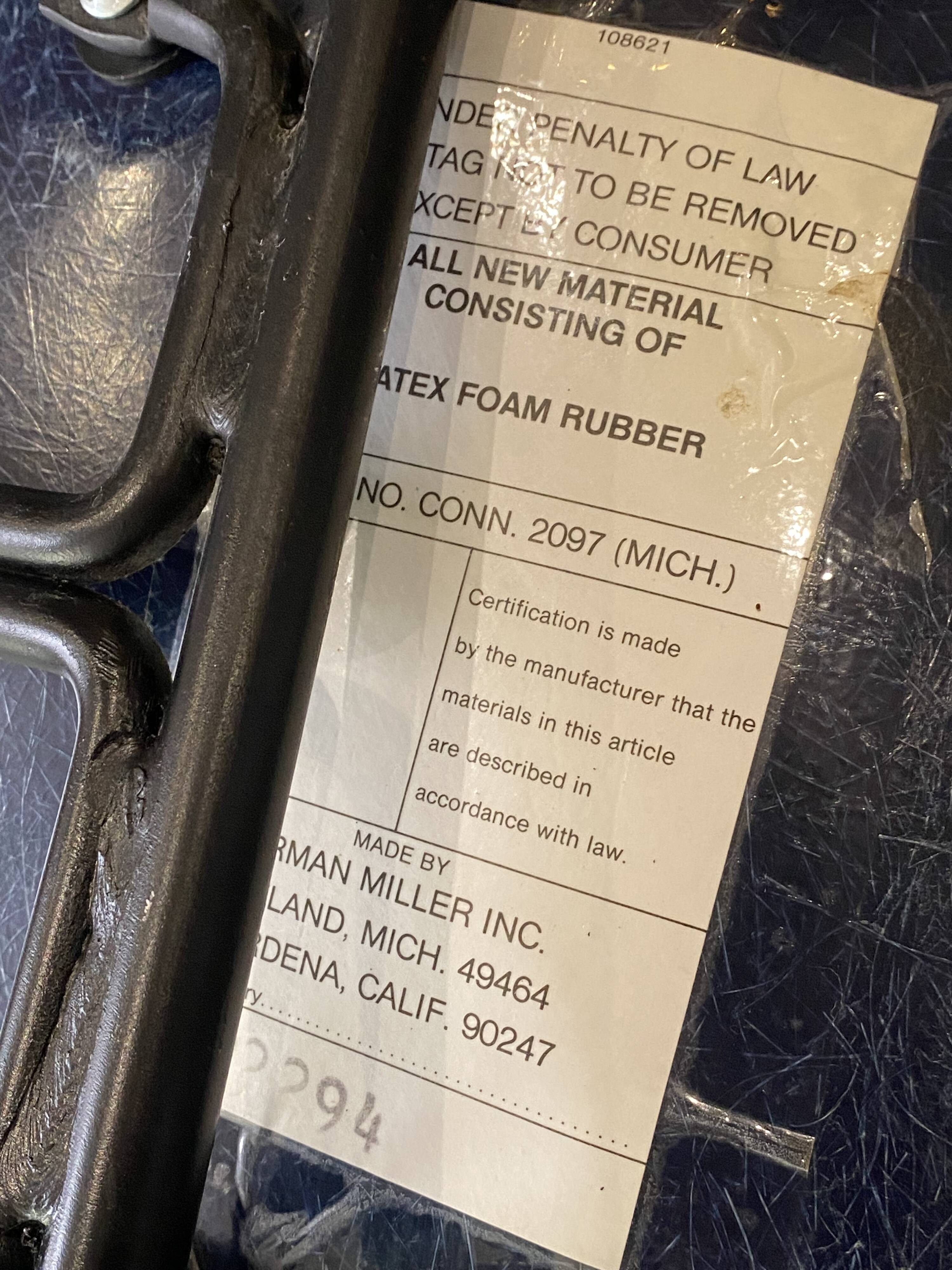 Eames Herman Miller vintage 70s blue vinyl fiberglass chair