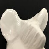 Pair of vintage white ceramic weighted horse bookends. 80 years