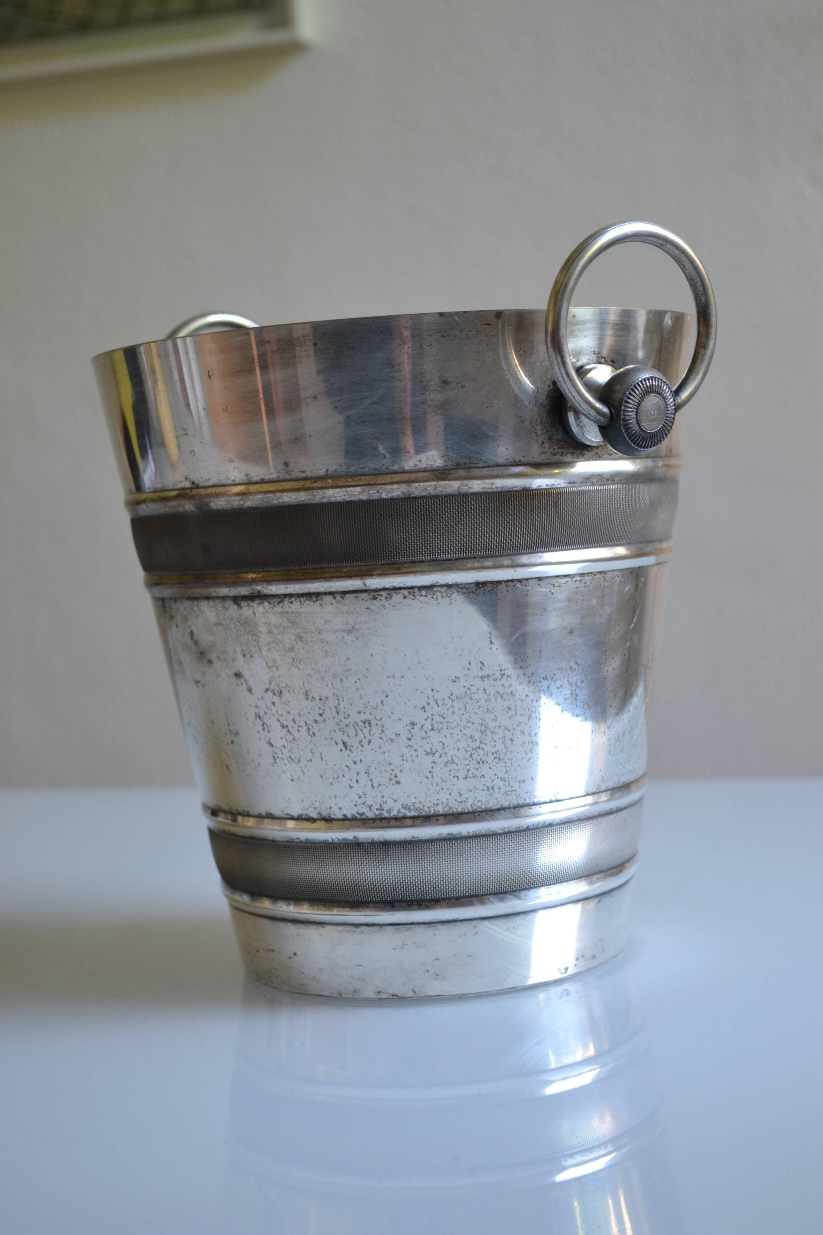 Silver-plated ice or champagne bucket with goldsmith's hallmark