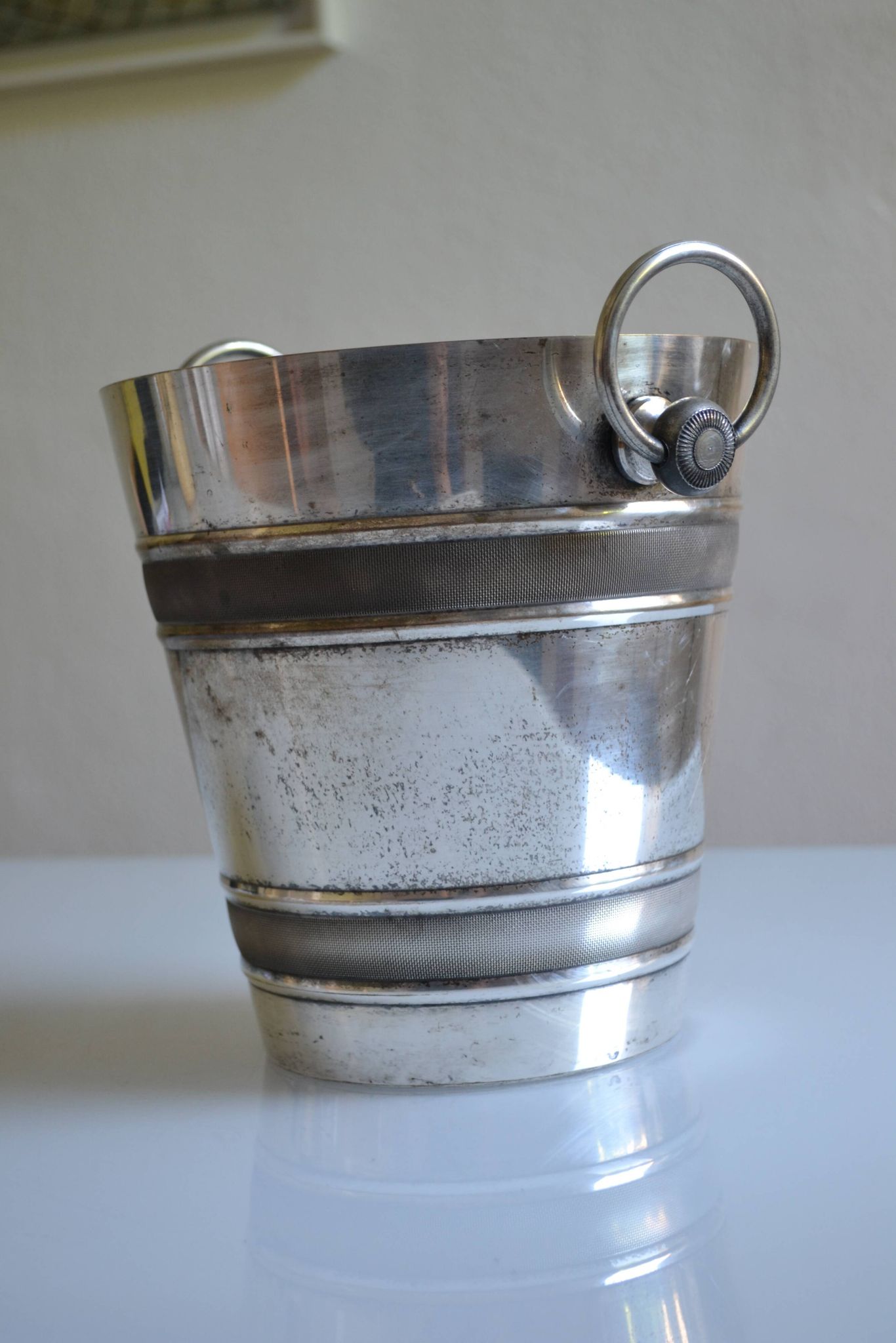 Silver-plated ice or champagne bucket with goldsmith's hallmark