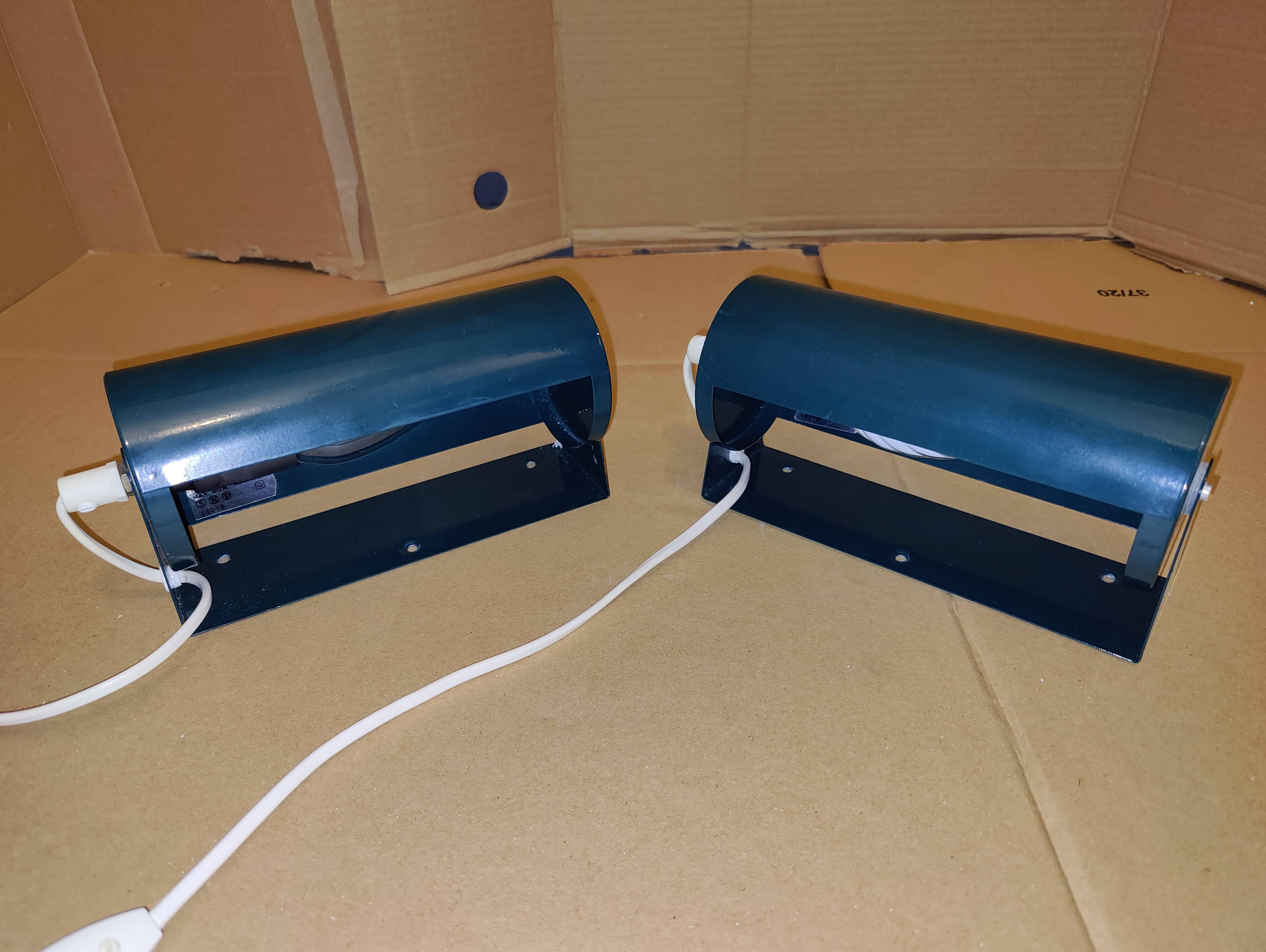 Pair of green Lod type v413 roller wall lights from Ikea.
