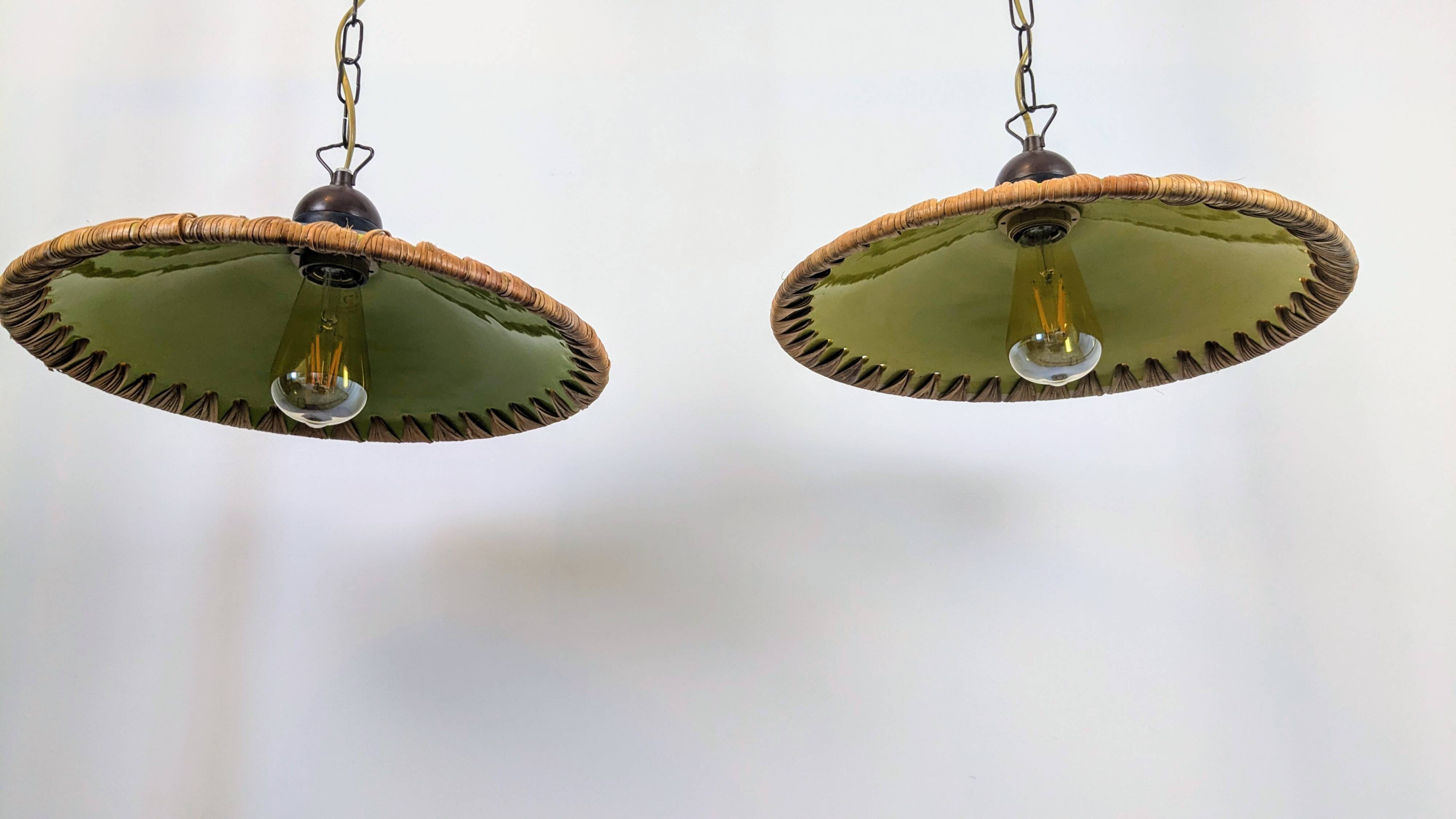 80's Concept Glass Italian Pendant Lights, Vintage Design Pair