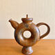 Glazed stoneware sculptural teapot signed