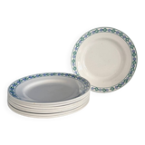 Set of 8 vintage dinner plates - St Amand earthenware, blue floral pattern and