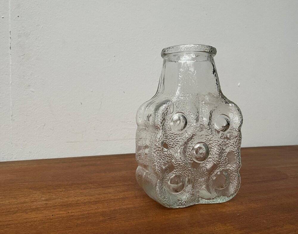 Vintage German glass vase model on the rocks by Lars Hellsten for Walther Glas, 1970s.