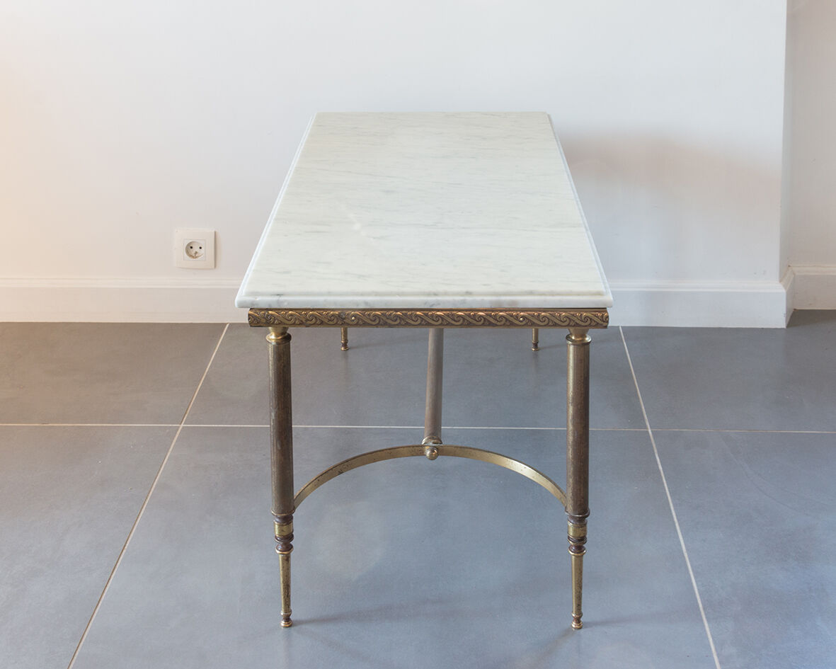 Marble and brass coffee table