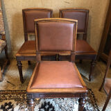 Leather and wood chairs