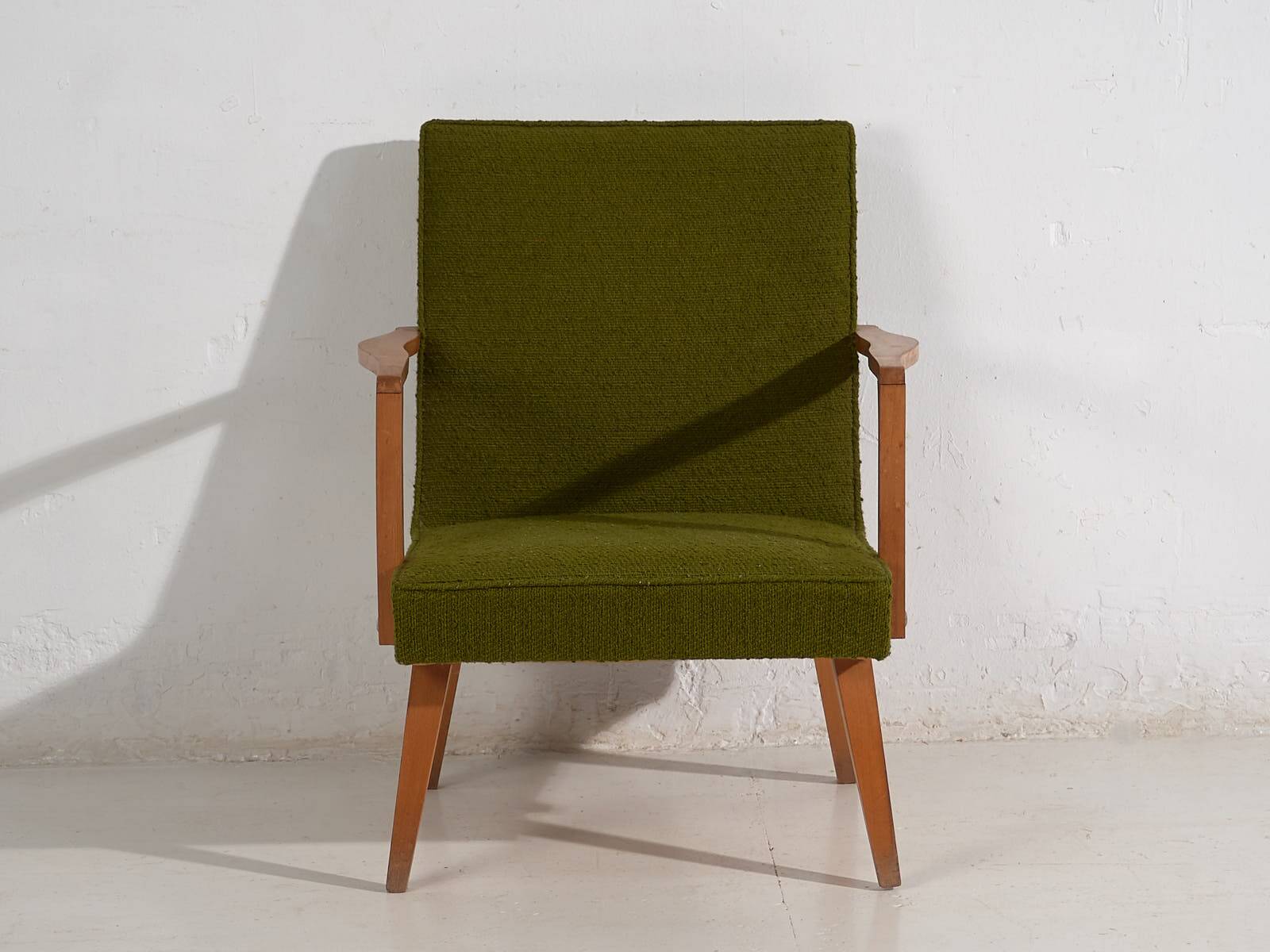 2 green armchairs, circa 1950