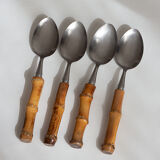 Bamboo cutlery set for 4 people, 60s