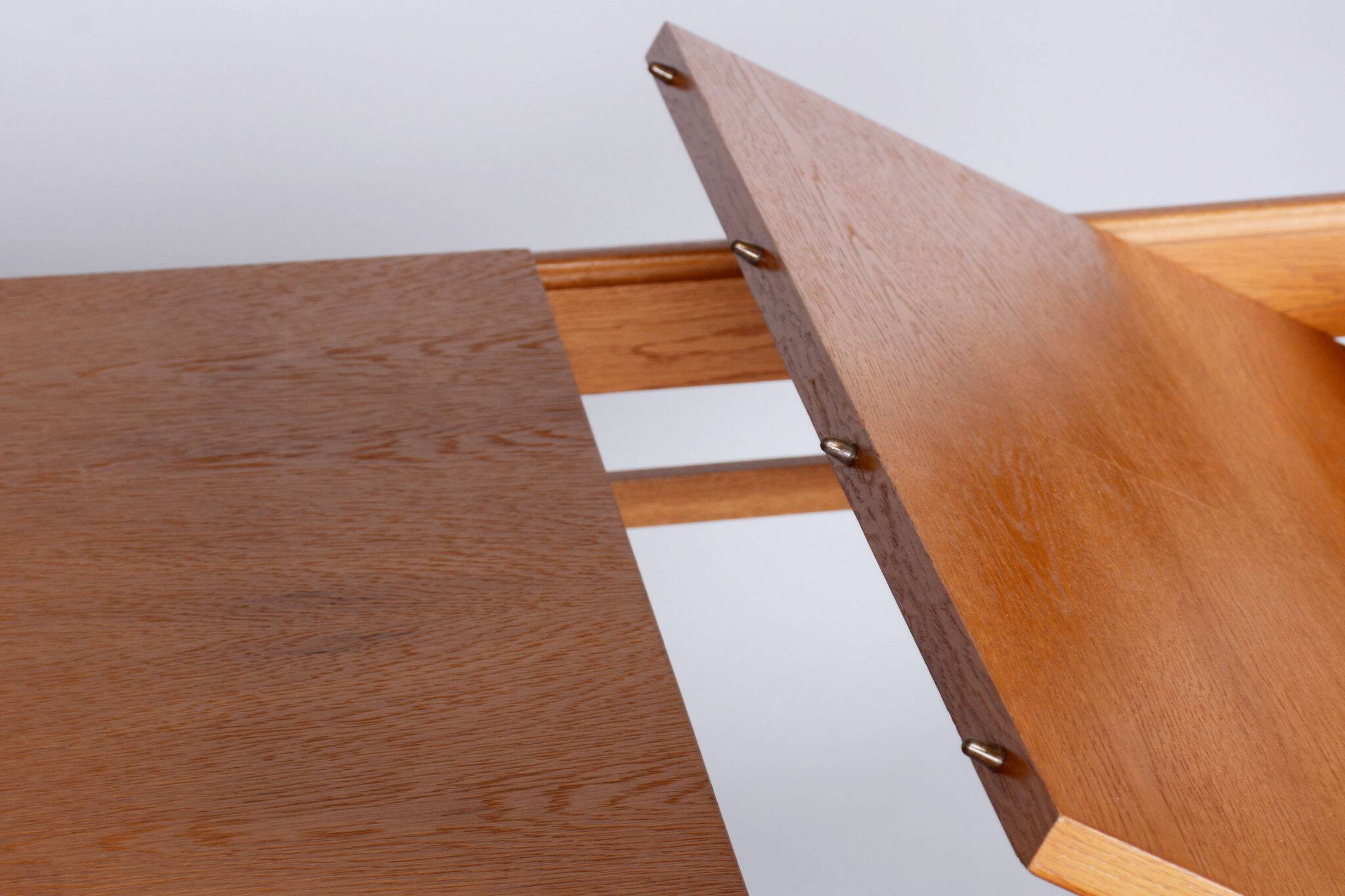 Restored Midcentury Oak Extendable Dining Table, Revived Polish, Czechia, 1950s