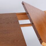 Restored Midcentury Oak Extendable Dining Table, Revived Polish, Czechia, 1950s