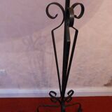Tripod floor lamp with metal base and skin shade