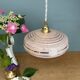 Vintage pendant lampshade in pink Clichy glass with gold trim
