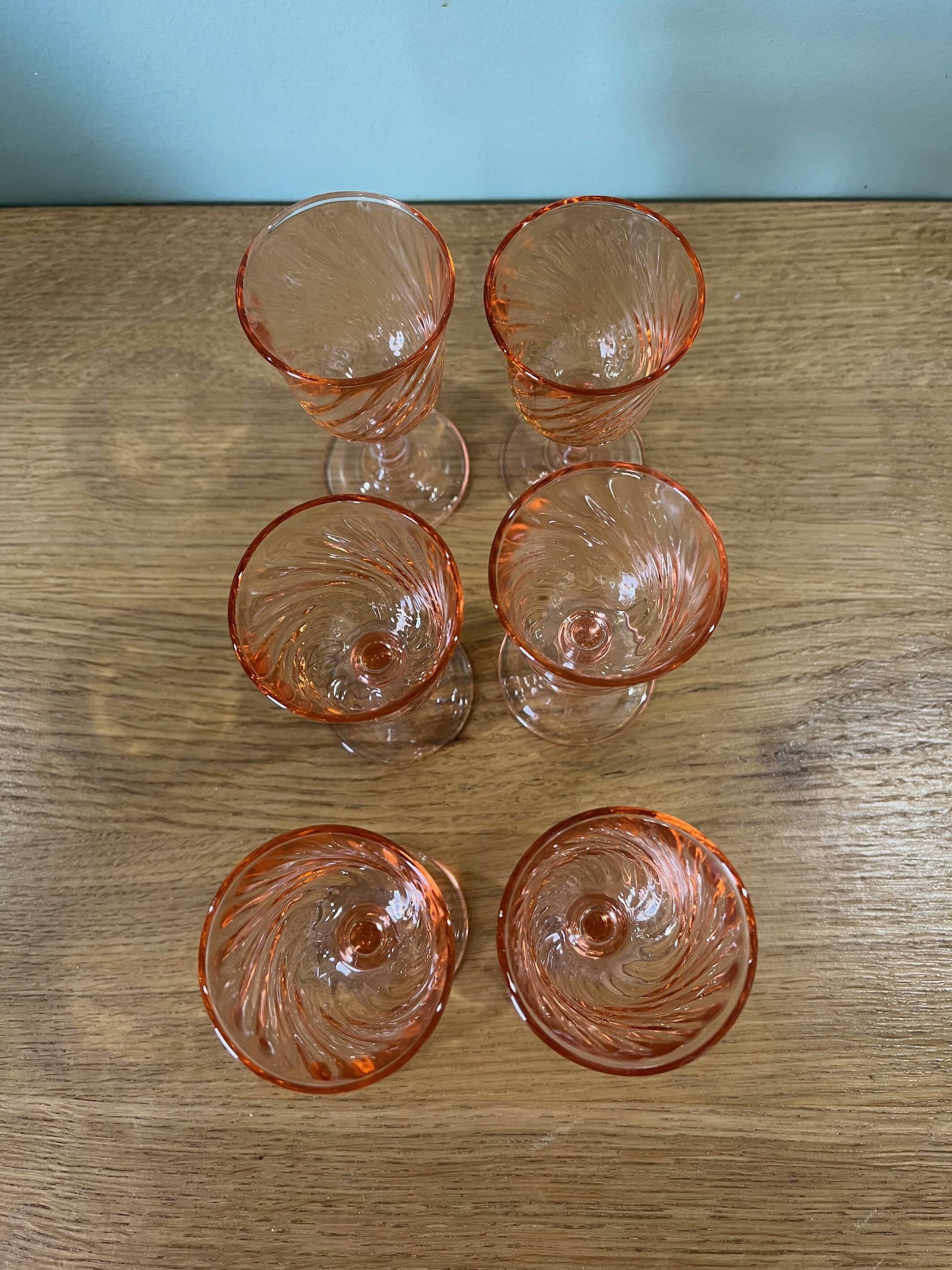 6 Rosaline twisted liqueur glasses