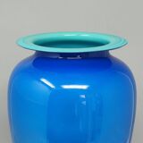 1960s luxury handcrafted blue vase in Murano glass by Ca Dei Vetrai. Made in Italy