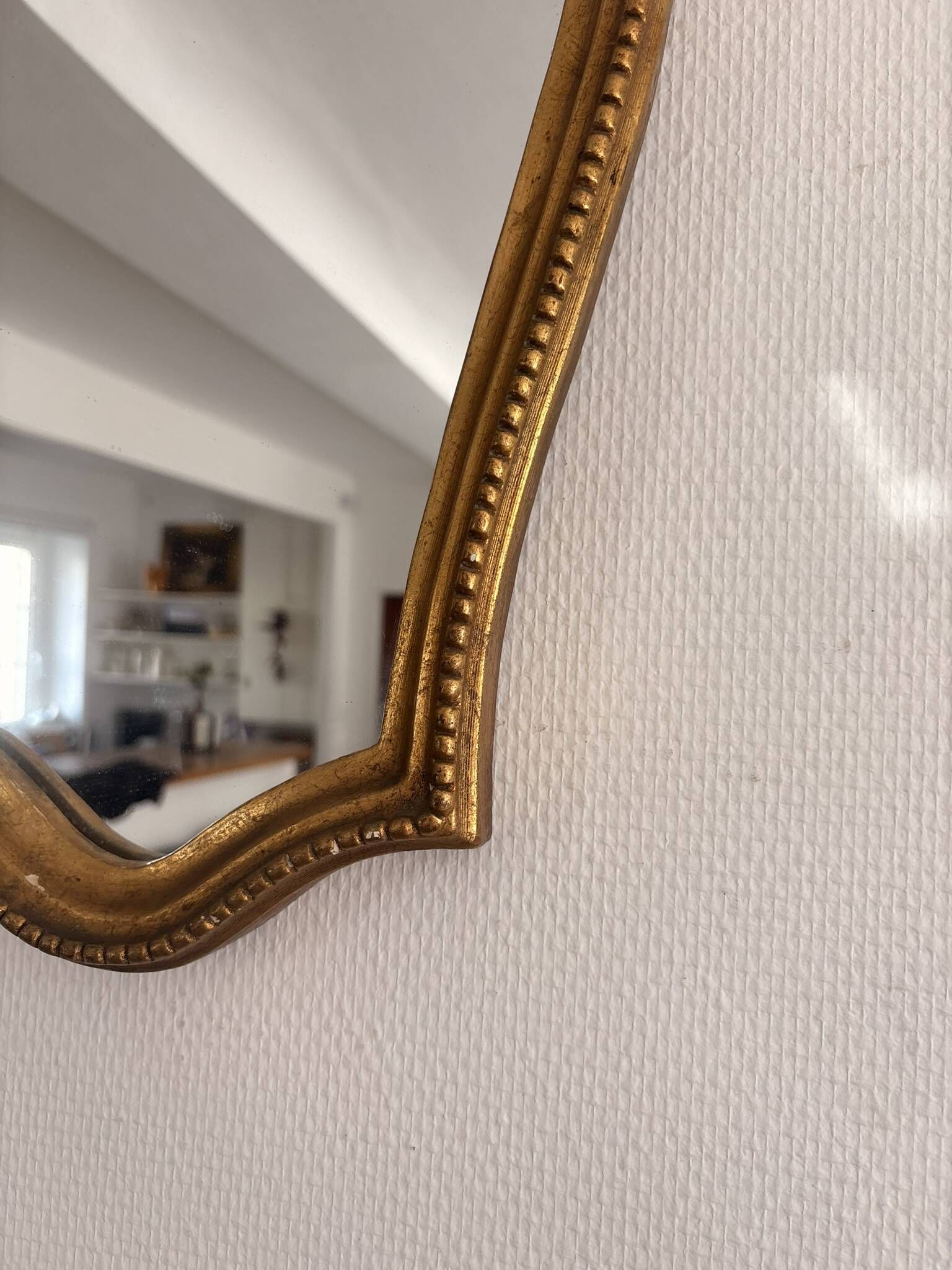 Golden Mirror Wood Rocaille Louis XV Rococo Golden Mirror Wood Shell