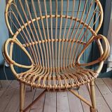 60's rattan fan chair