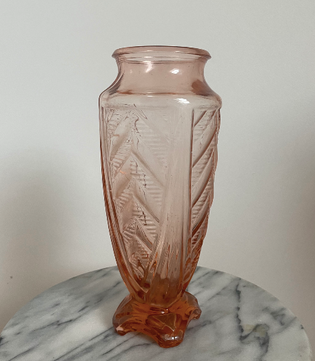 High vase art deco salmon pink