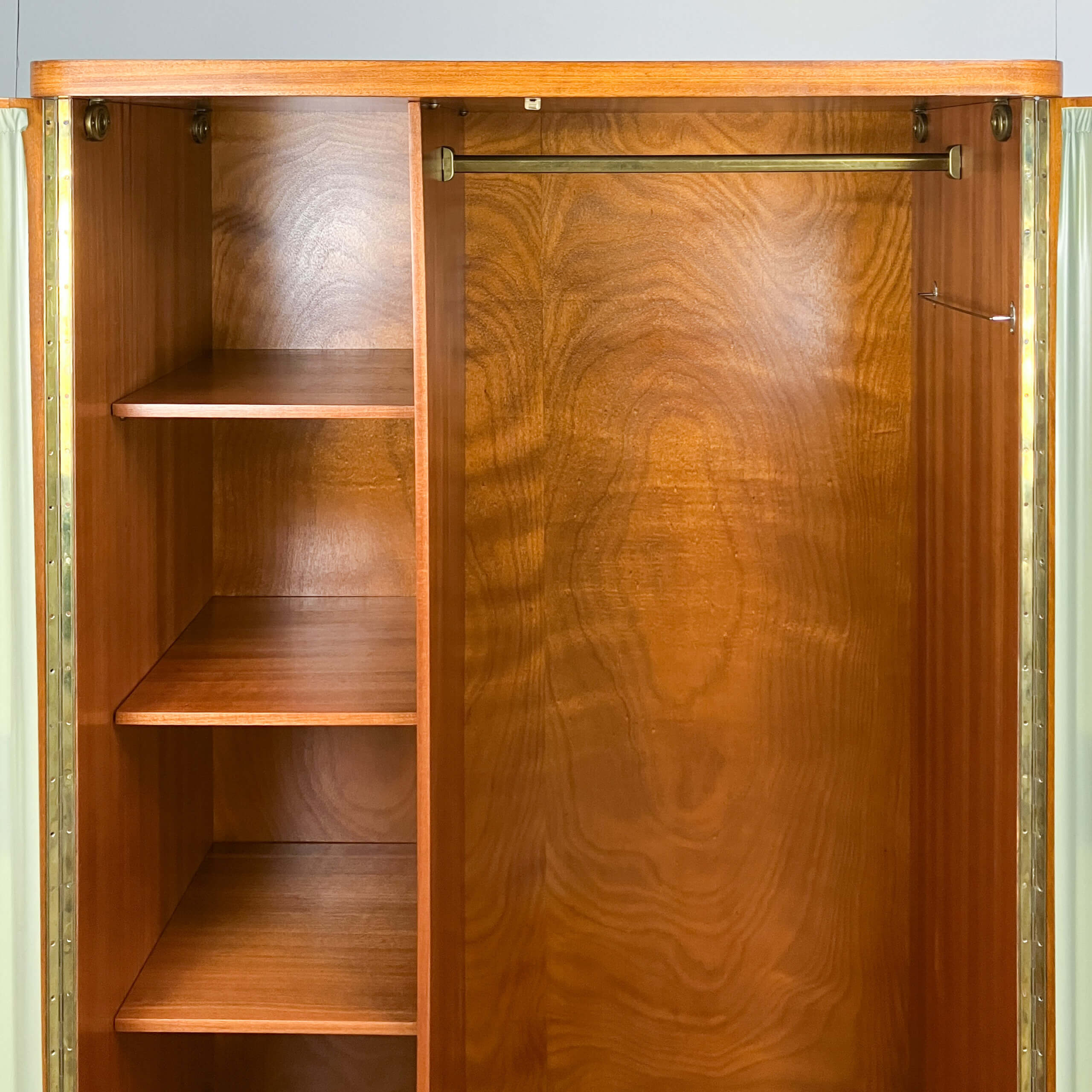 Art Deco cabinet with glass doors, various woods, 1930s