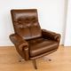 Vintage Danish mid-century brown leather swivel chair 1970s