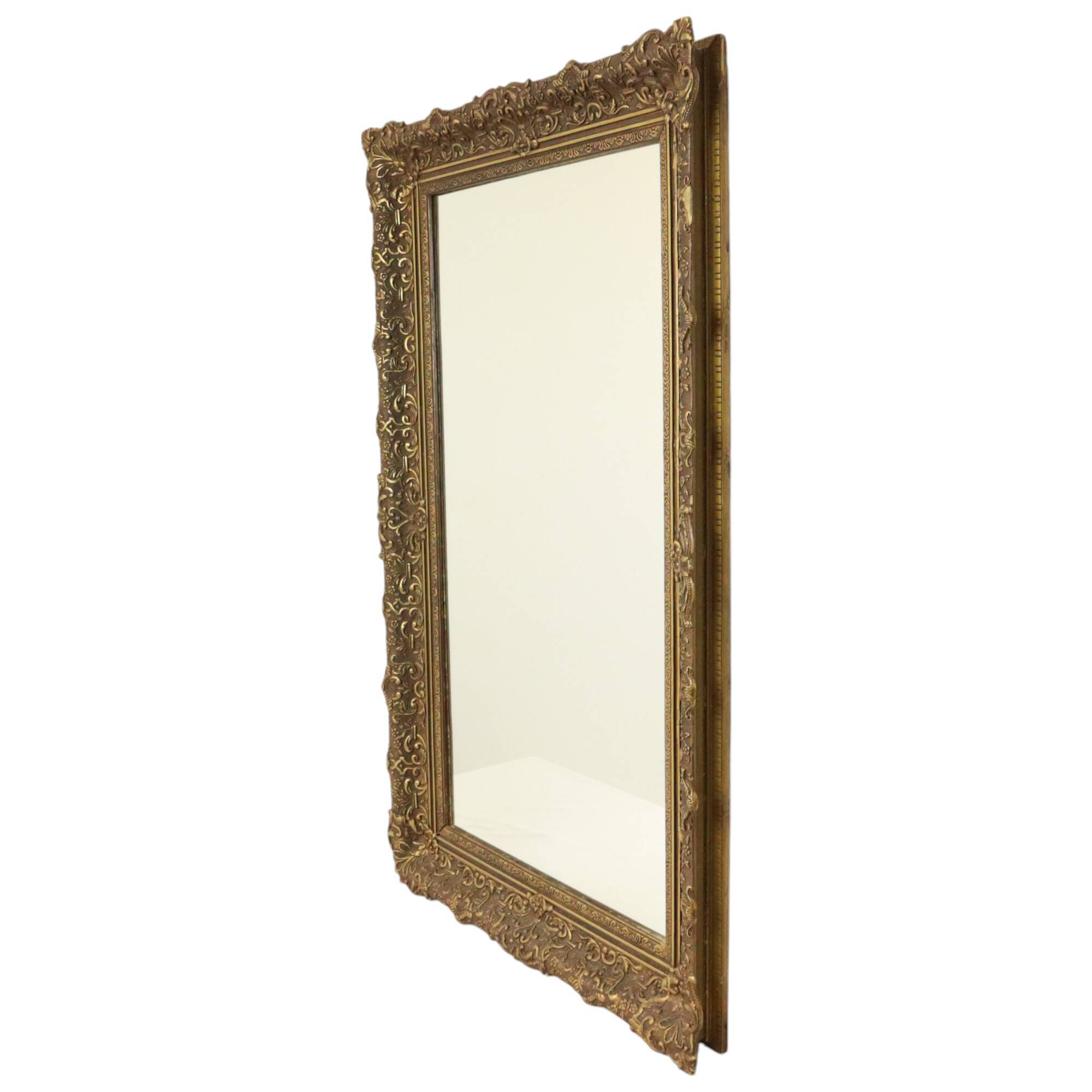 Large Gold Baroque Style Mirror Gilded Frame Acanthus Flowers 110cm