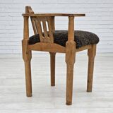 1950s, Danish design, reupholstered armchair, New Zealand sheepskin, oak wood.