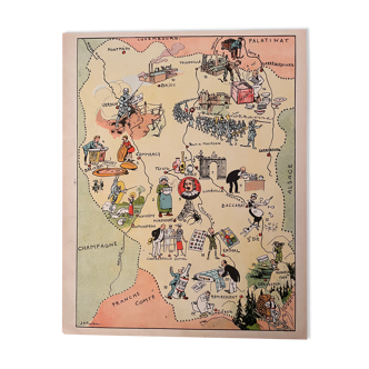 Old illustrated map of Lorraine - JP Pinchon