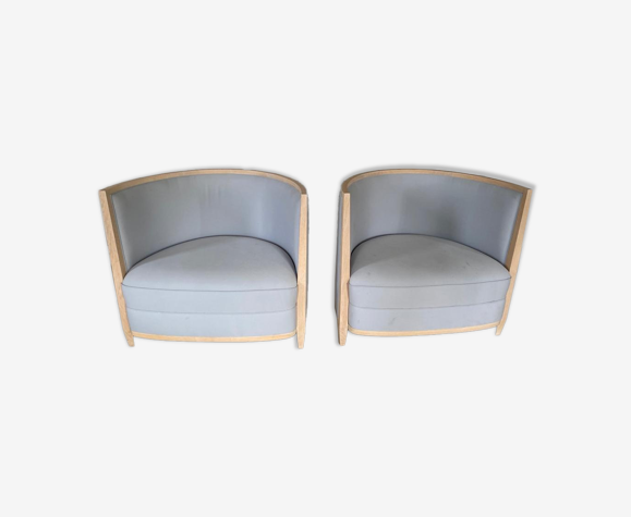 Paire de fauteuils bleu ciel Clair de Jour d'André Putman édité par Ecart International