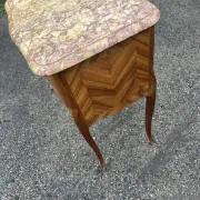 Antique marquetry bedside table – Marble top – Louis XV style