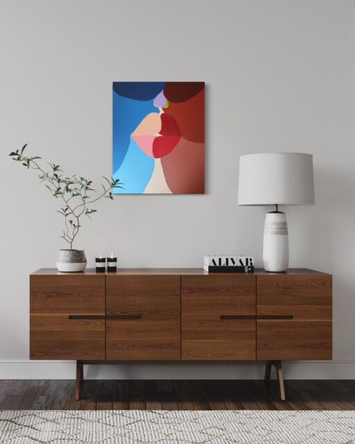 The kiss colorful handmade paint