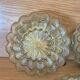 Set of 3 vintage amber moulded glass wall lights and ceiling lights.