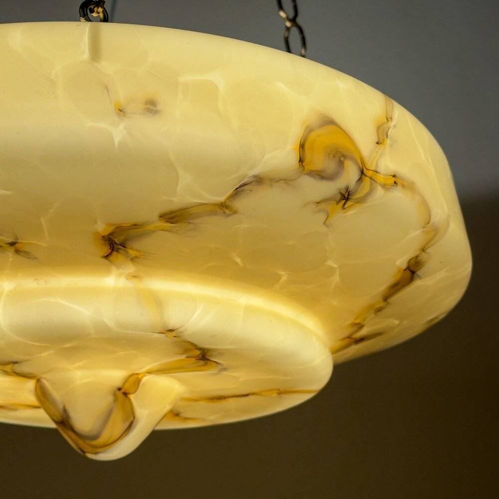Art Deco pendant lamp in yellow glass, 1930s