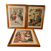 3 illustrations anciennes Cendrillon encadrées