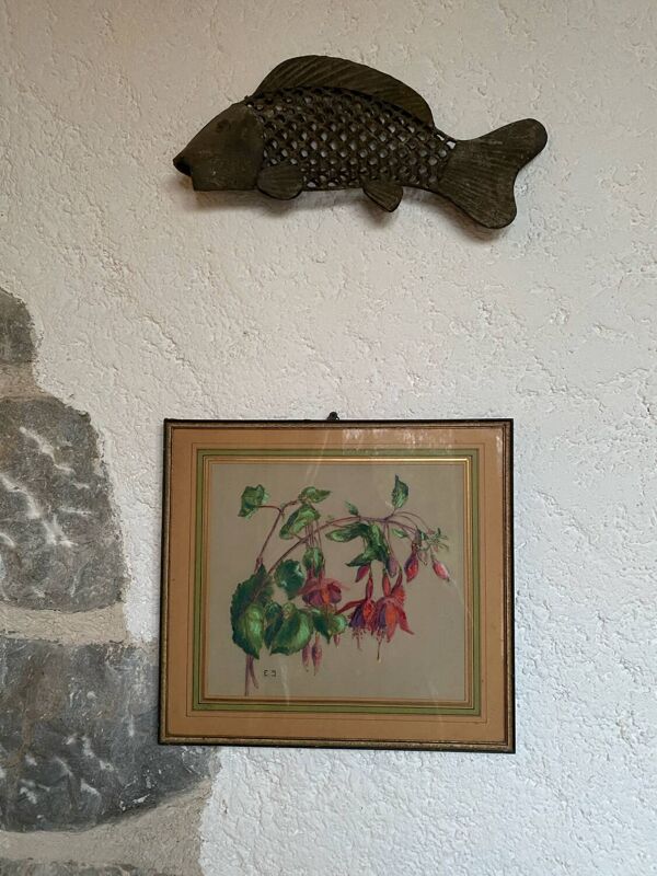 Pastel ancien Fuchsias encadré