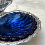 Antique silver-plated shell butter dish