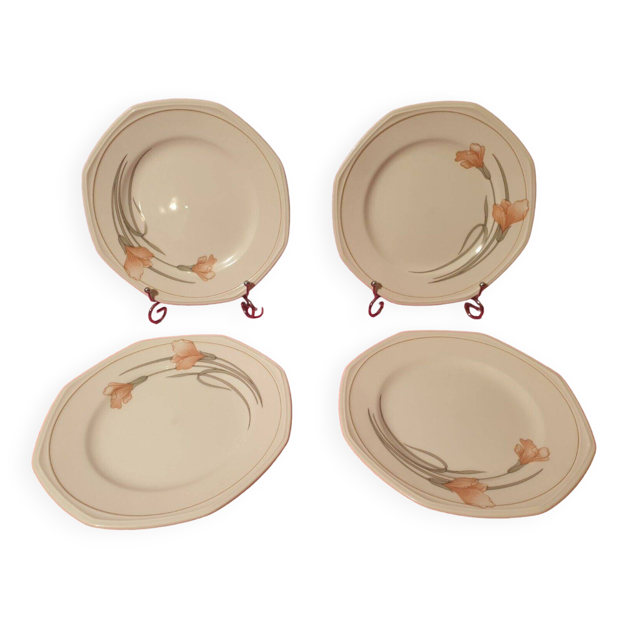 Series of 4 dessert plates Schonwald Germany Art Nouveau decor
