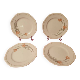 Série de 4 assiettes dessert Schonwald Germany décor Art Nouveau