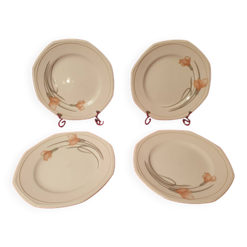 Series of 4 dessert plates Schonwald Germany Art Nouveau decor