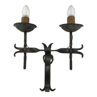 Electrified wrought iron candle holder