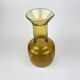 Ancien Vase Carafe Verre Soufflé Bullé Ambré Jaune