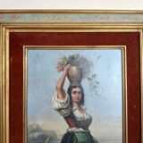 Rudolph august lehmann (1819-1905) (after) italian painting young woman in a red camisole