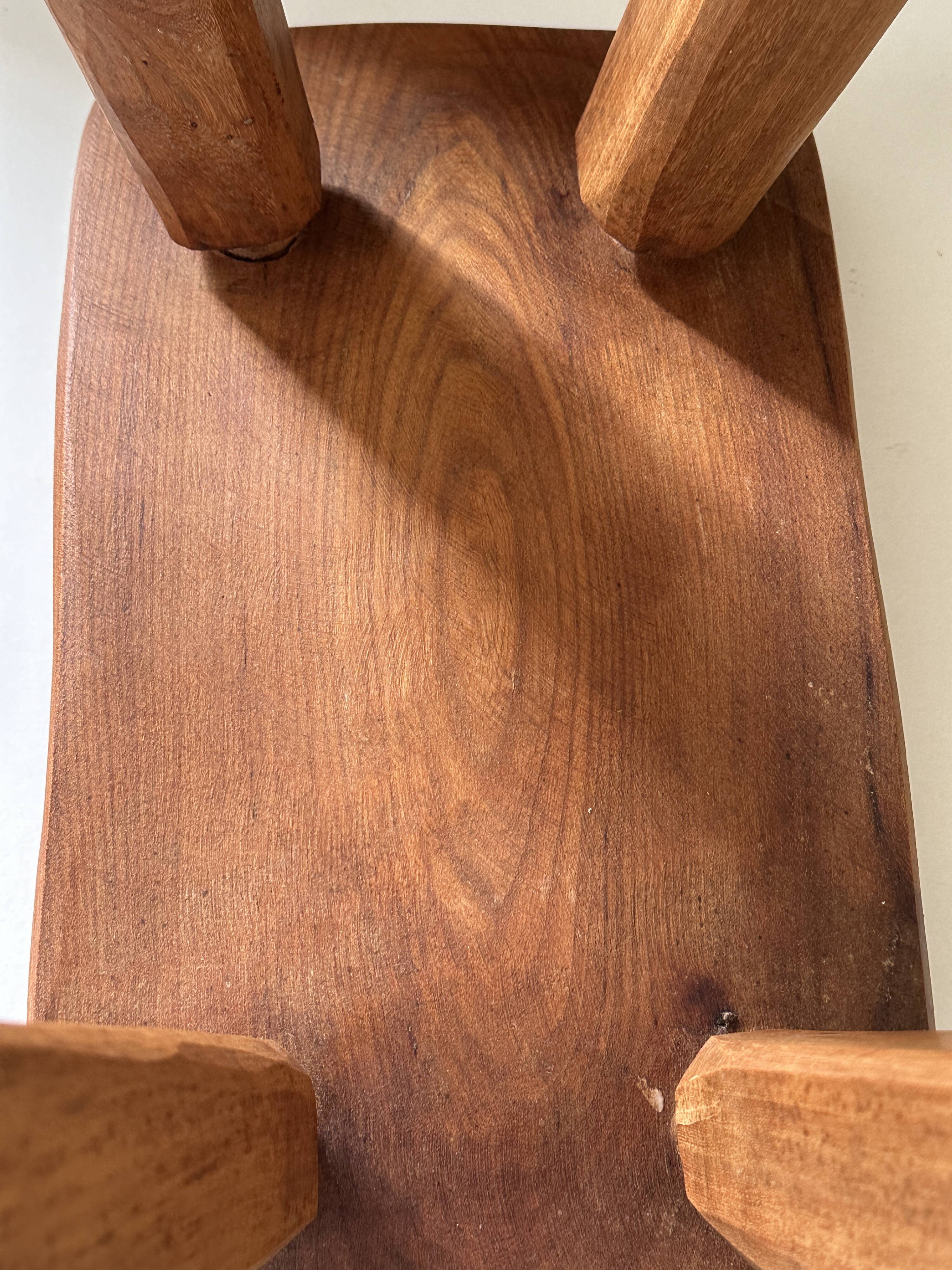 Vintage solid elm stool from the 70s