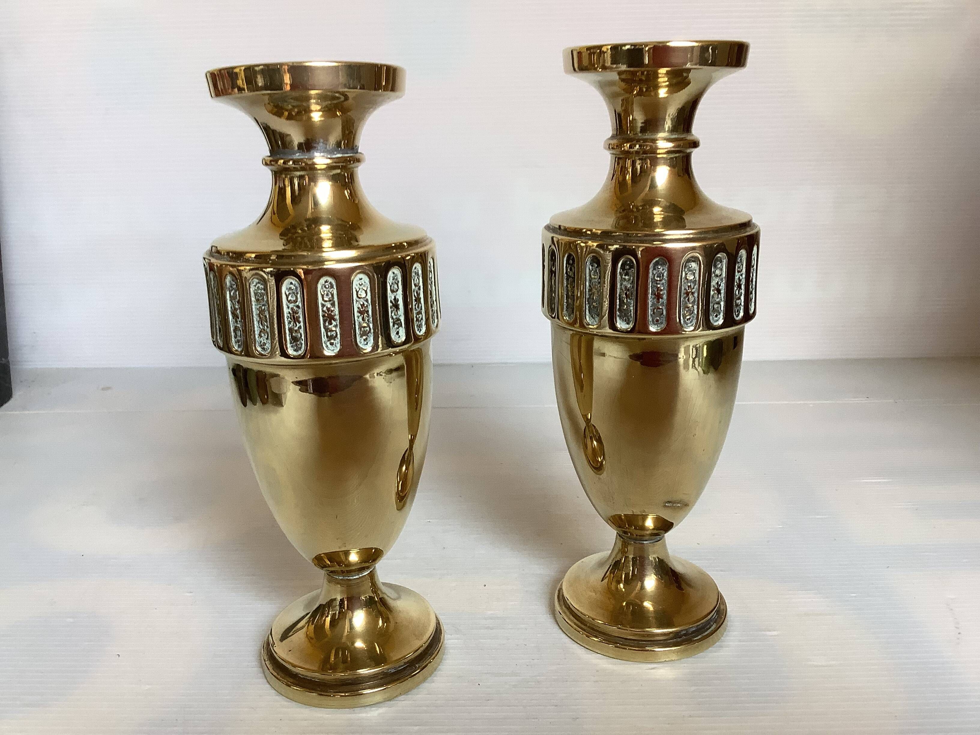 Pair of brass vases