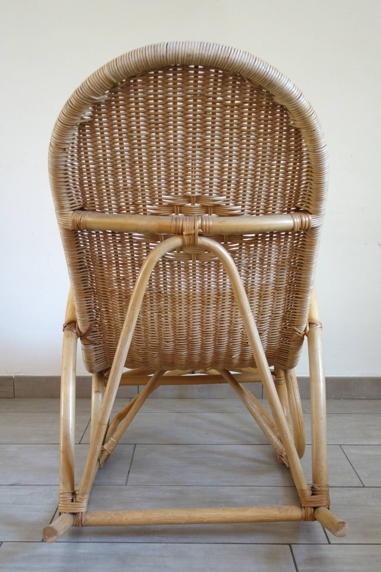 Vintage rattan bamboo rocking chair