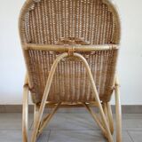 Vintage rattan bamboo rocking chair