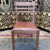 Suite of 6 oak and leather chairs 1950