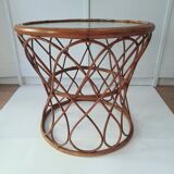 Table d'appoint en rotin, années 1970